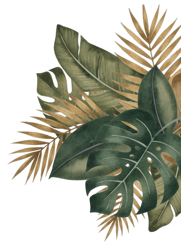 Tropische Blätter in verschiedenen Grüntönen